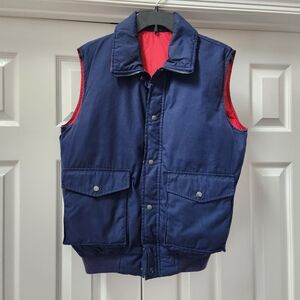 Men's Blue and Red Down Vest Medium